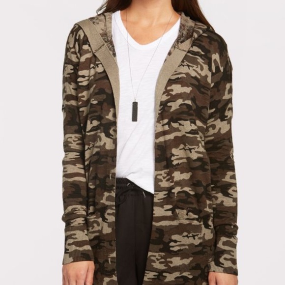 Sanctuary Sweaters - Sanctuary Hooded Camo Cardigan